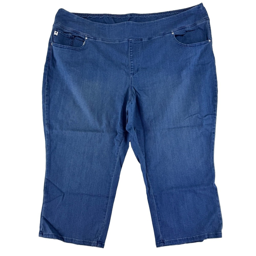 Belle by Kim Gravel Primabelle Straight Leg Cropped 32W Rinse Wash Blue - Picture 1 of 10